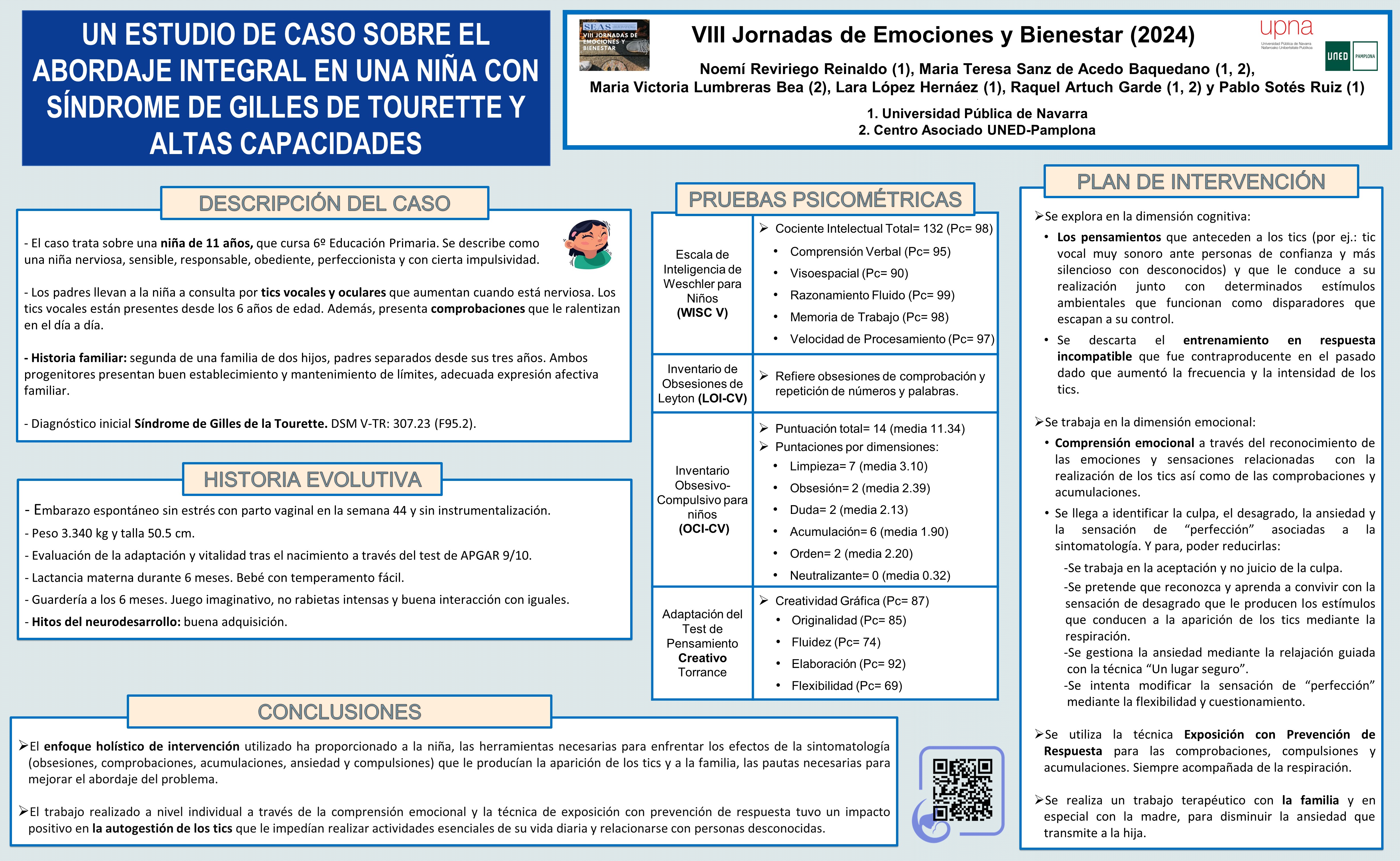 Póster estudio de caso en VIII Jornadas Emociones y Bienestar